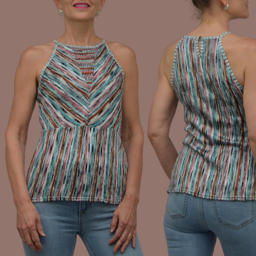 INC International Concepts | Space-Dye Sweater-Knit Halter Top | Size M | Multi